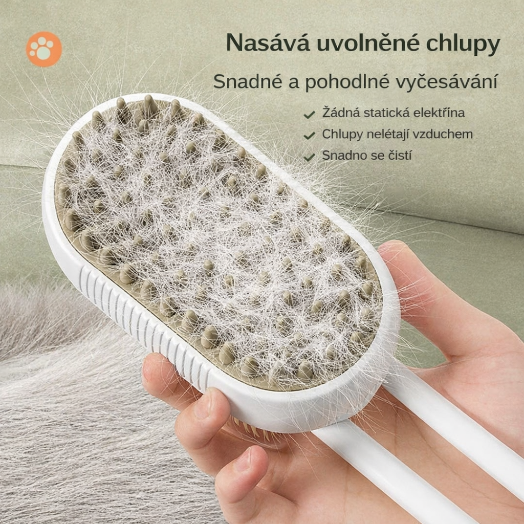 Elektrický parní kartáč na psy a kočky 3v1