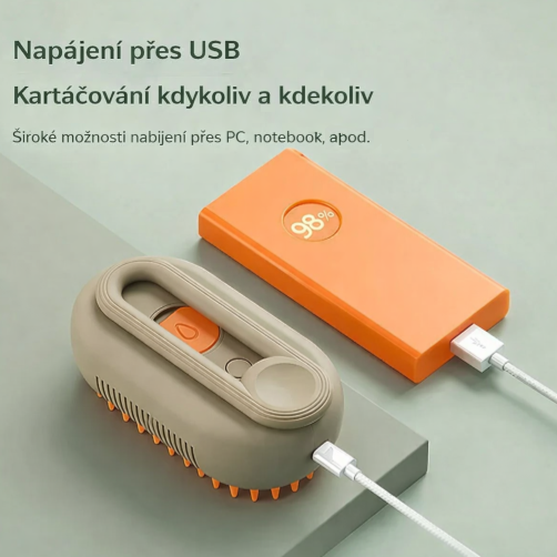 Elektrický parní kartáč na psy a kočky 3v1