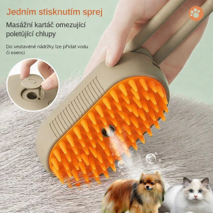 Elektrický parní kartáč na psy a kočky 3v1